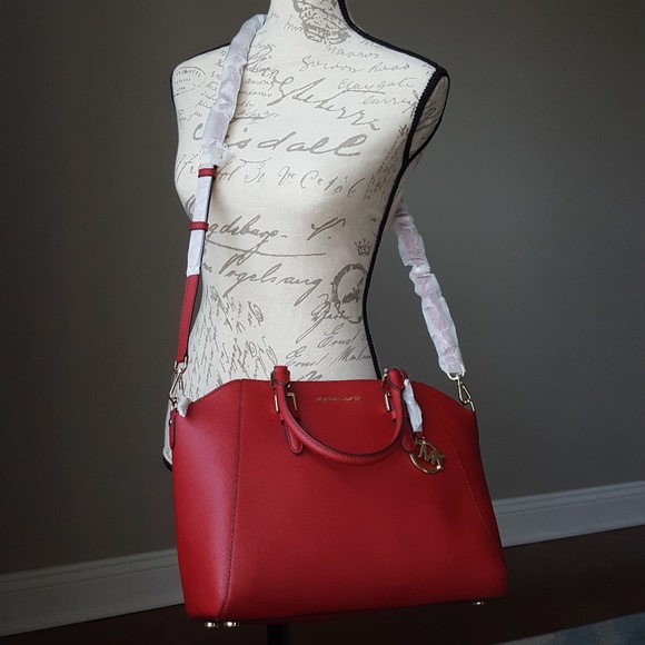 SOLD NWT Michael Kors Large Ciara satchel Scarlet - Picture 2 of 7